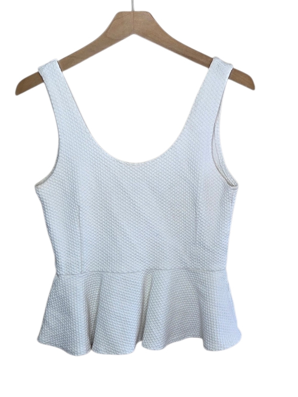 Ganni Ivory Textured Scoop Neck Peplum Tank Top Size XL